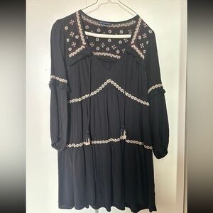 Black Boho Embroidered Tunic